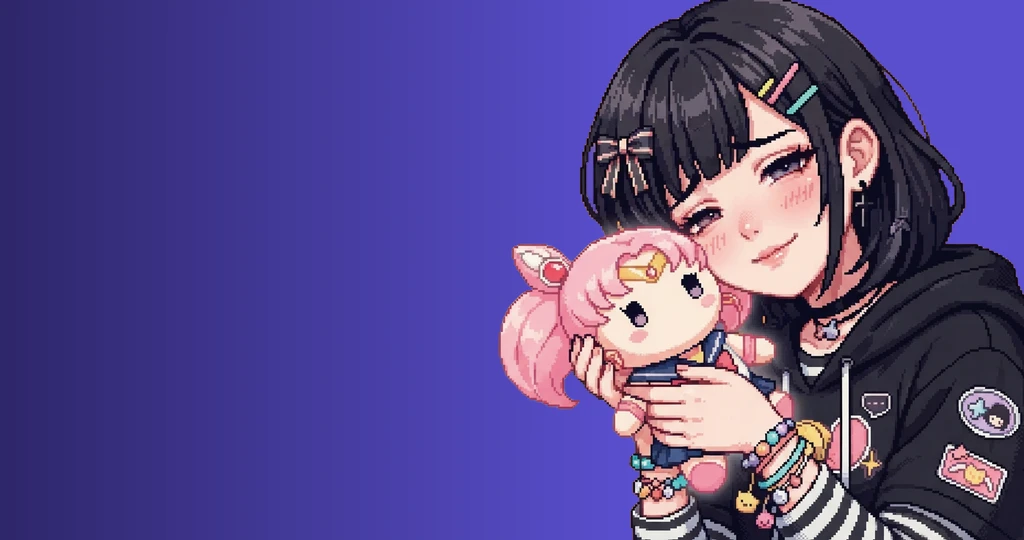 Anime pixel-art character